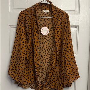 Umgee Animal Print Open Front Cardigan
